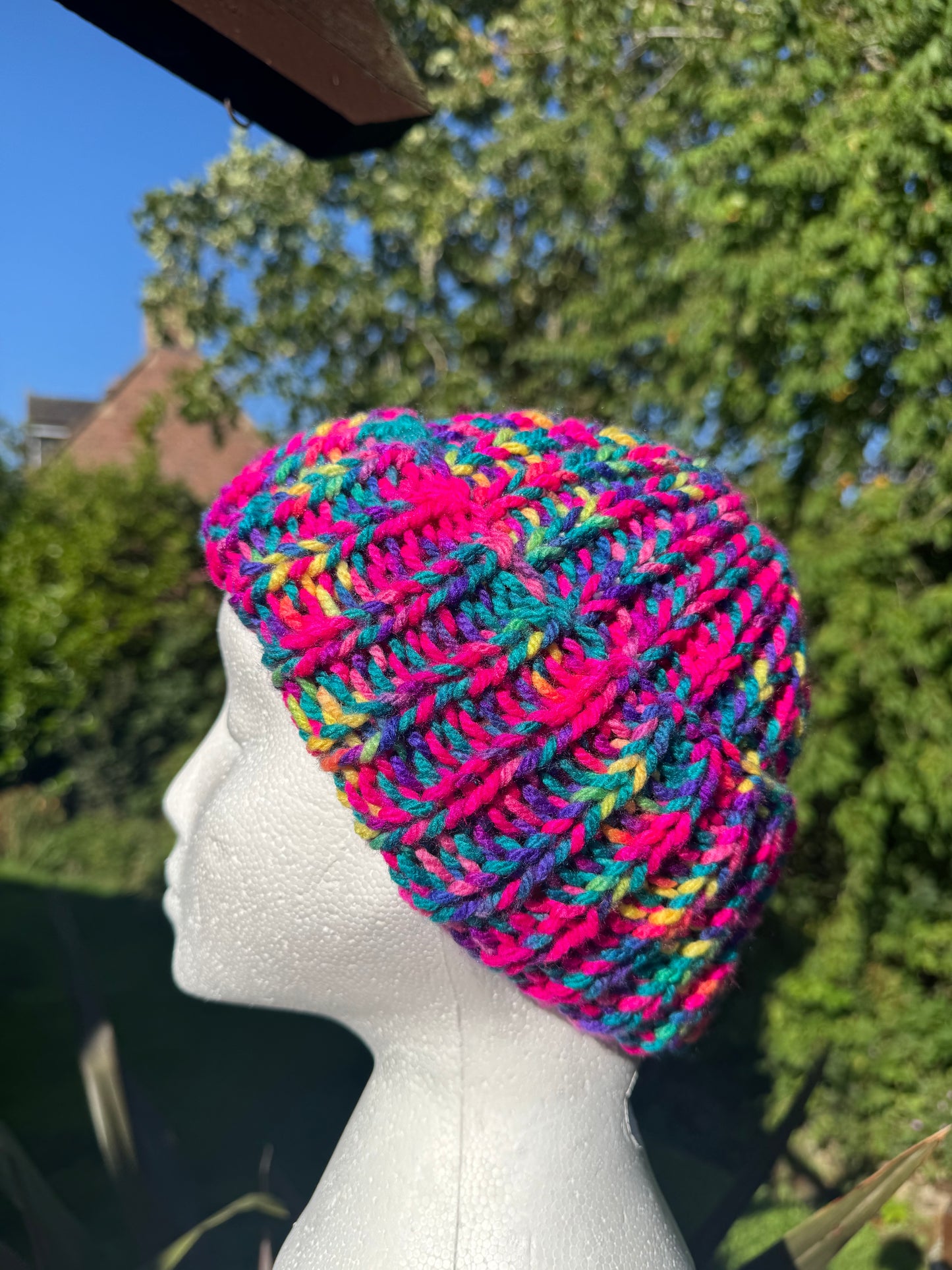 Multi coloured knitted beanie 🧶