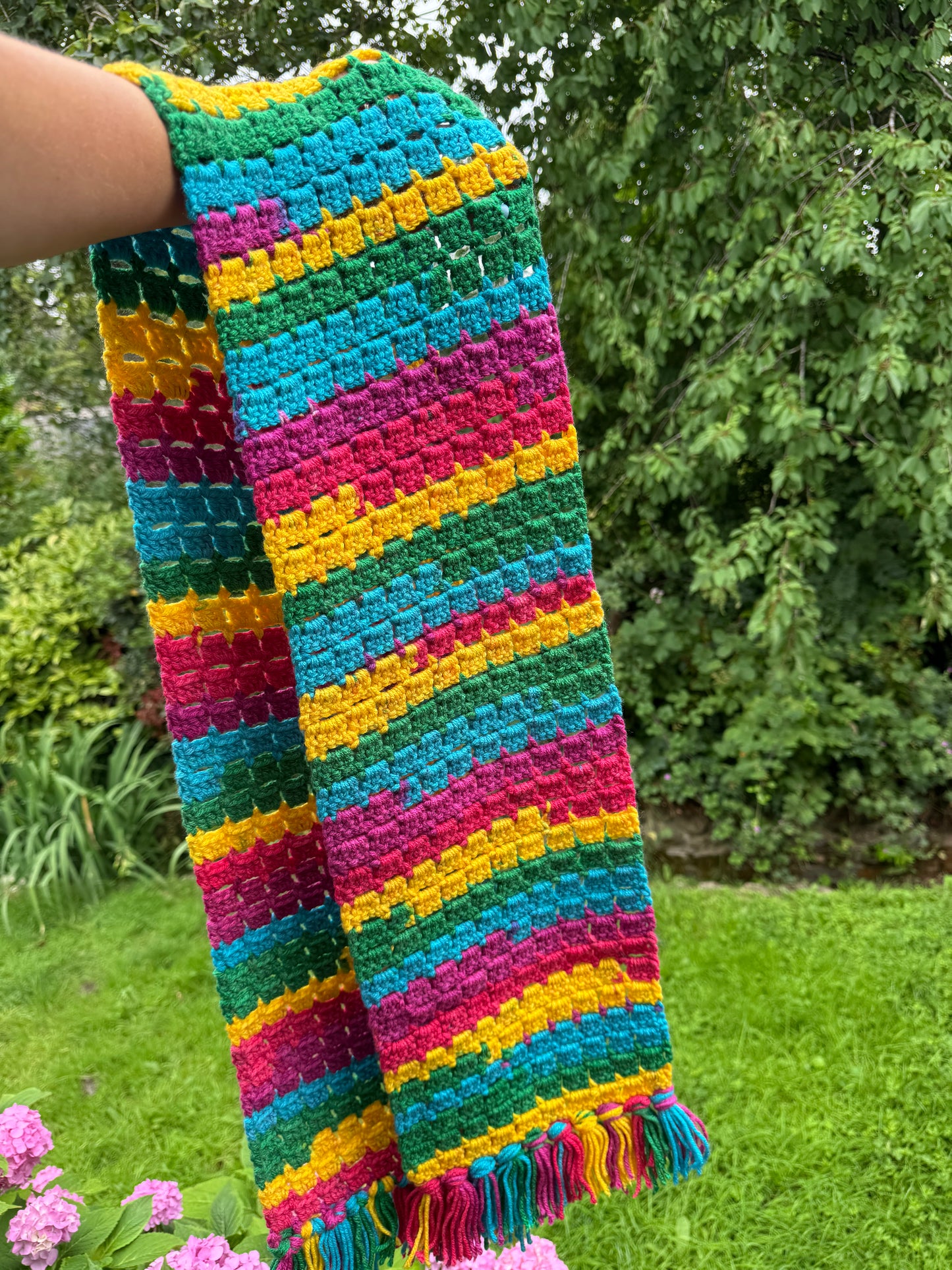 Crocheted rainbow scarf 🌈